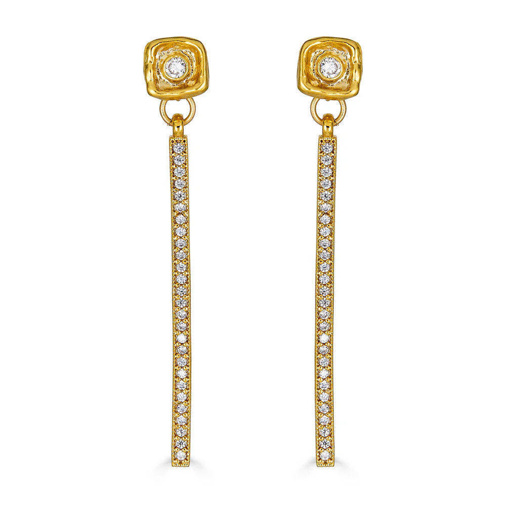 Gold Crystal Bar Earrings by Loni Paul