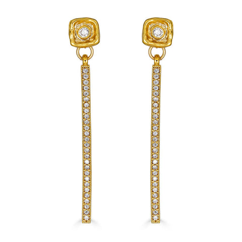 Gold Crystal Bar Earrings by Loni Paul