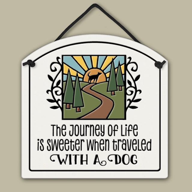 Journey and Dog Small Arch Ceramic Tile