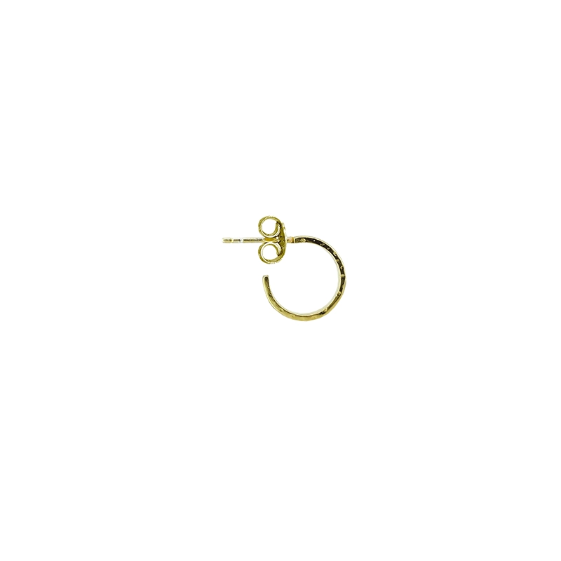 Sterling Silver Hammered Wide Hoop Earrings with 18k Gold