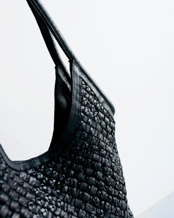Baez Leather Tote Bag in Black