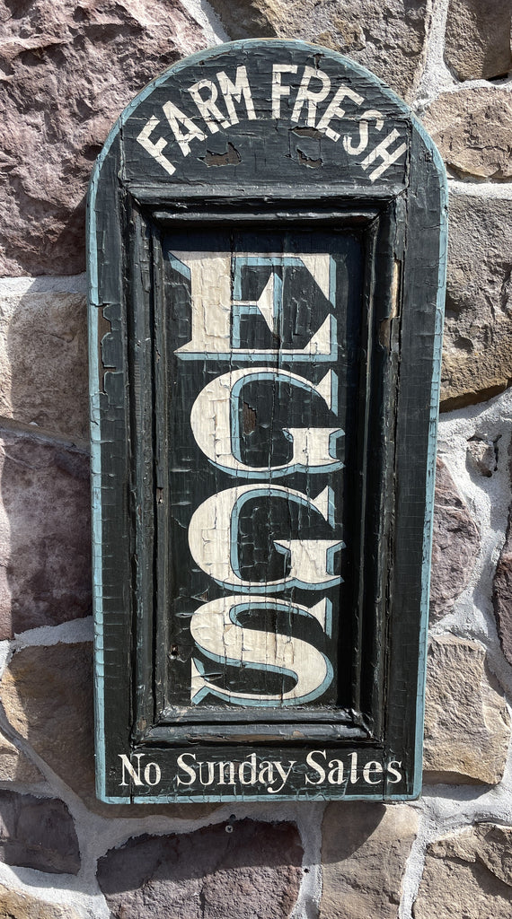 Farm Fresh Eggs (Vertical) (Arched Top) (Green) Americana Art