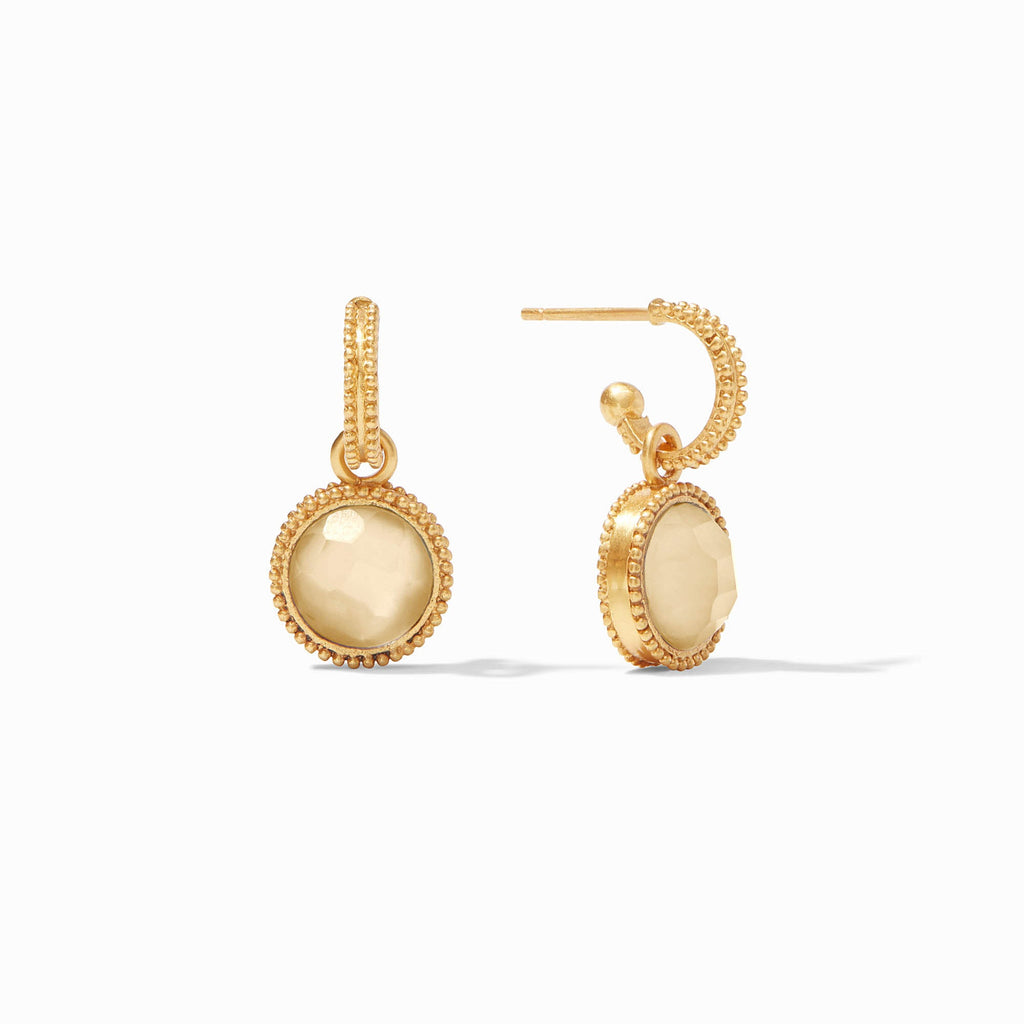 Fleur-de-Lis Hoop & Charm Earrings in Iridescent Champagne by Julie Vos