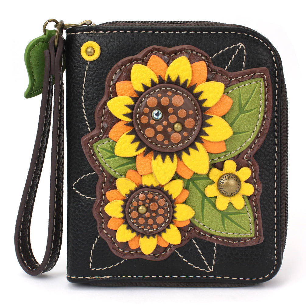 Sunflower Group Zip-Around Wallet in Black by Chala