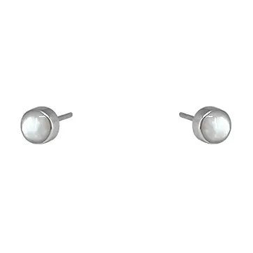 Sterling Silver Simple Stud Earrings with Mother of Pearl