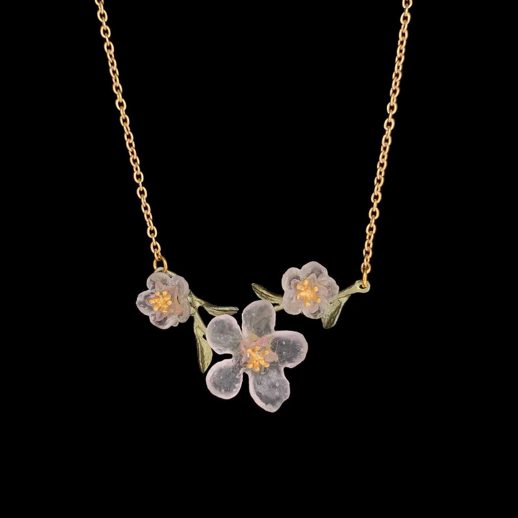 Peach Blossom 16 Inch Adjustable Bar Pendant Necklace by Michael Michaud