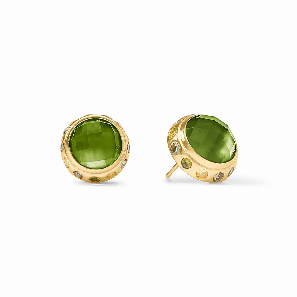 Rainbow Stud Earrings in Iridescent Palmetto Green with Shades of Jade Halo by Julie Vos