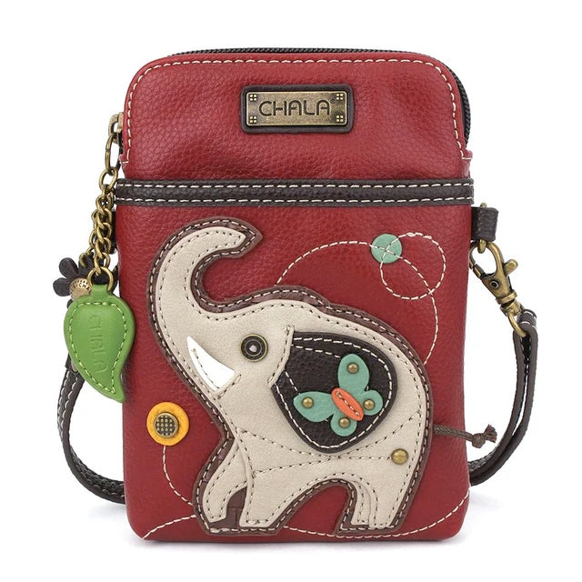 Gray Elephant Cellphone Crossbody in Burgundy