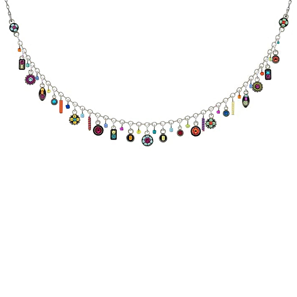 Multi Color Delicate Mosaic Full Necklace by Firefly Jewelry