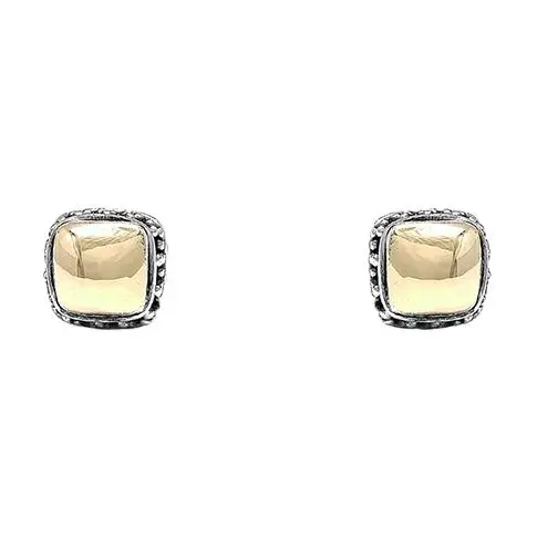 Sterling Silver Square Stud Earrings with 22k Gold