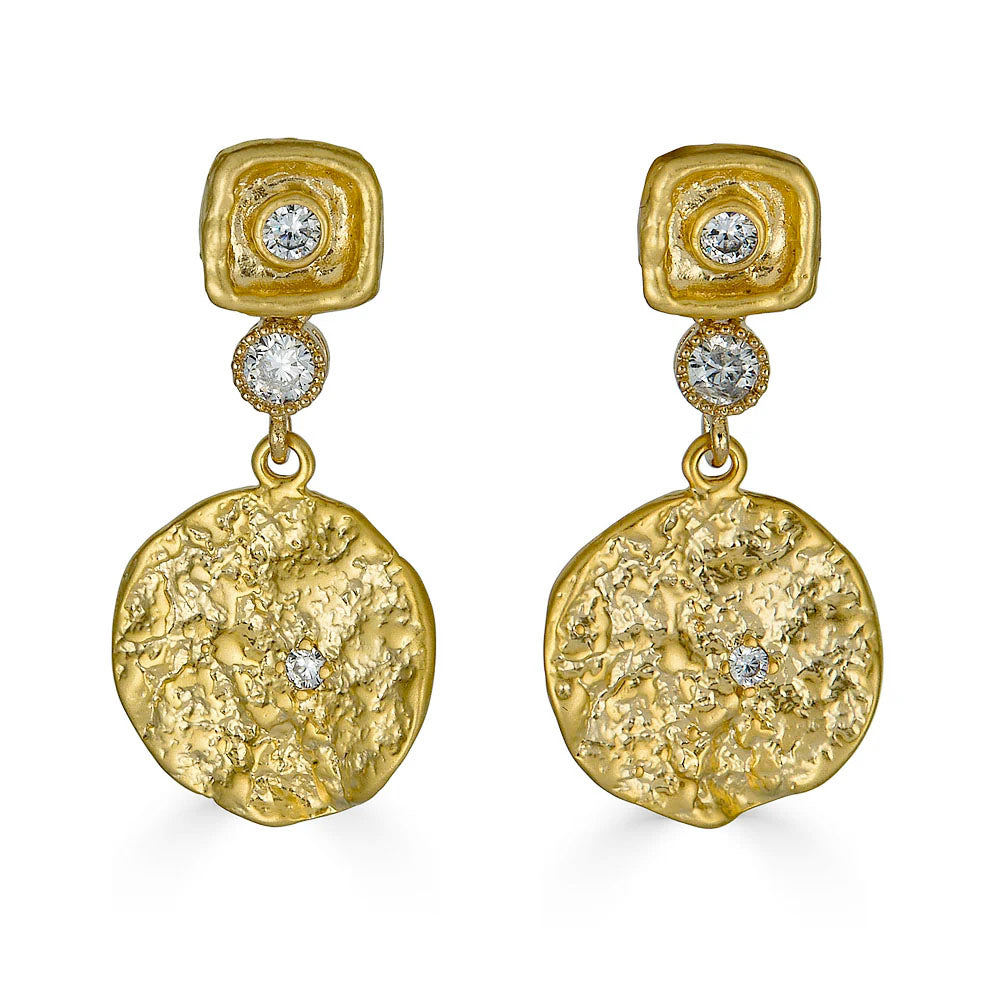 Hammered Coin Dangle Earrings by Loni Paul