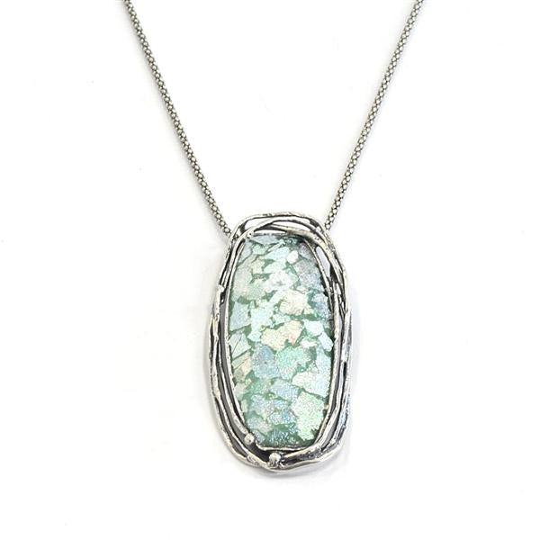Large Drop Oval Roman Glass Necklace