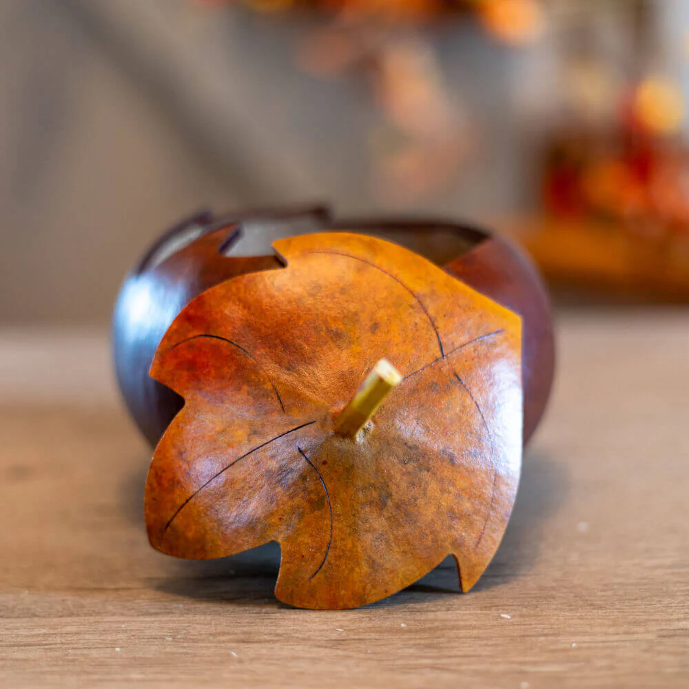 Rustic Leaf Keepsake Gourd Box