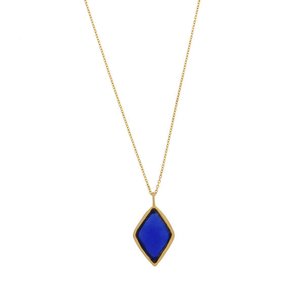 Bubble Diamond 16 Inch Adjustable Large Pendant Necklace - Cobalt by Michael Michaud
