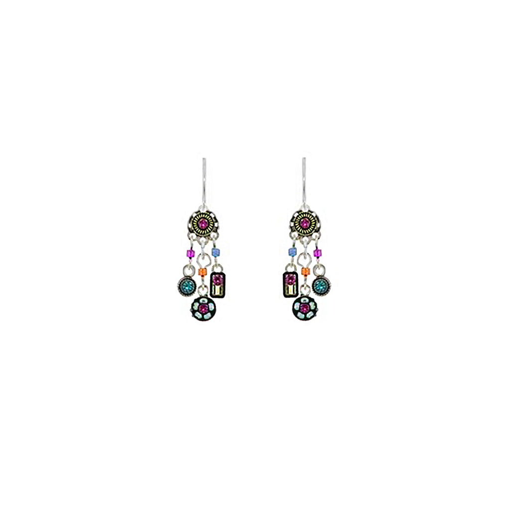 Multi Color Delicate Mosaic Earrings by Firefly Jewelry