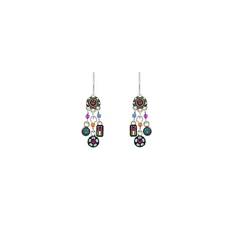 Multi Color Delicate Mosaic Earrings by Firefly Jewelry