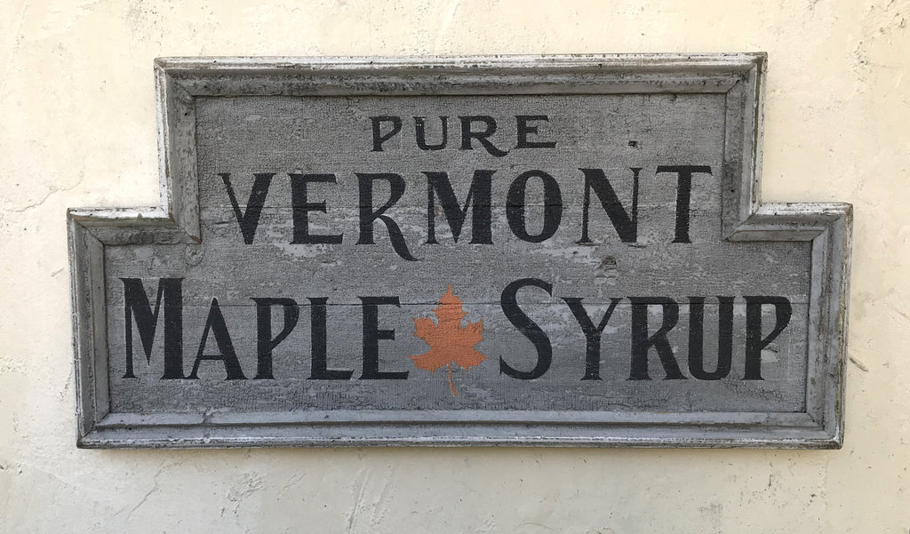 Pure Vermont Maple Syrup (Hat Shape) (Painted Maple Leaf) Americana Art