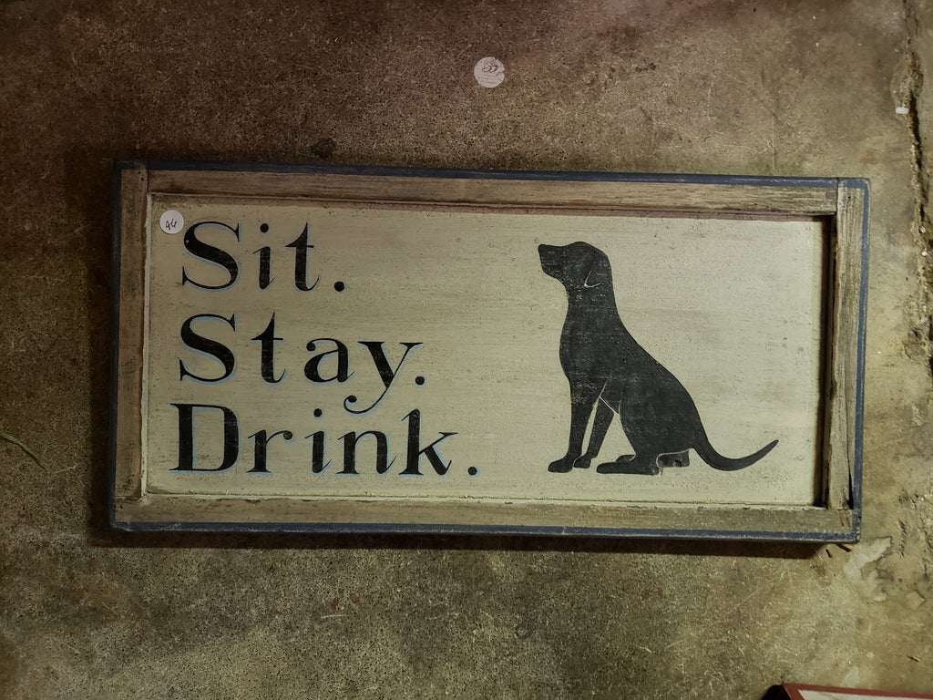 Sit Stay Drink (Lab) Americana Art - 20" x 15"