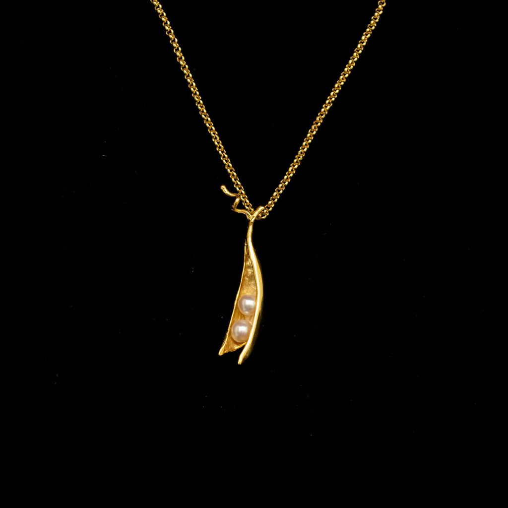 Pea Pod 2 Pearl 16 Inch Adjustable Pendant Necklace by Michael Michaud
