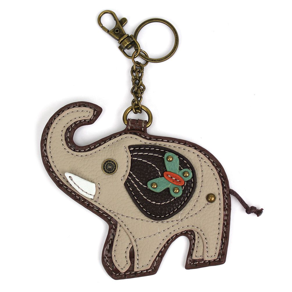 Gray Elephant Coin Purse and Key Chain by Chala