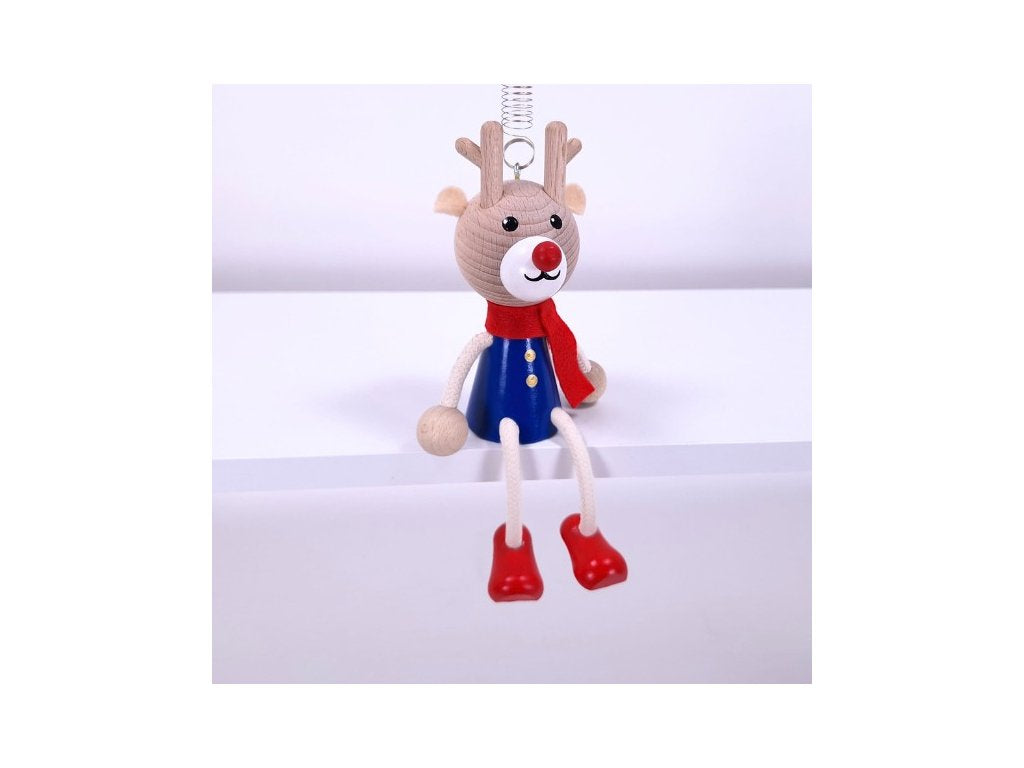 Reindeer Rudolph (Blue) Handcrafted Wooden Jumpie