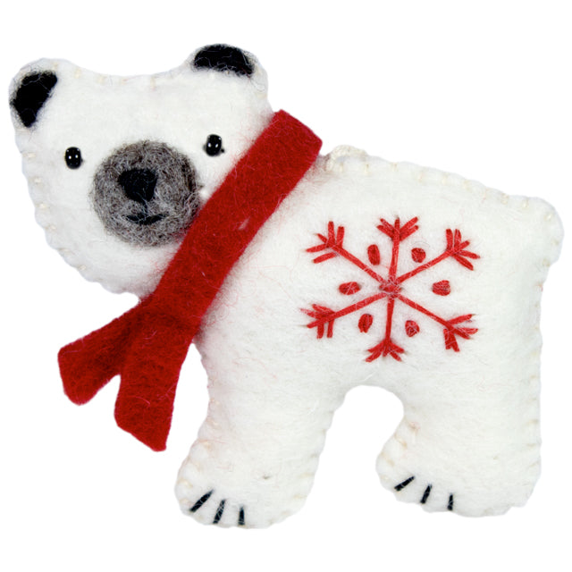Snowflake Polar Bear Wool Ornament