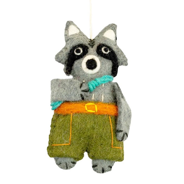 Camp Raccoon Wool Ornament