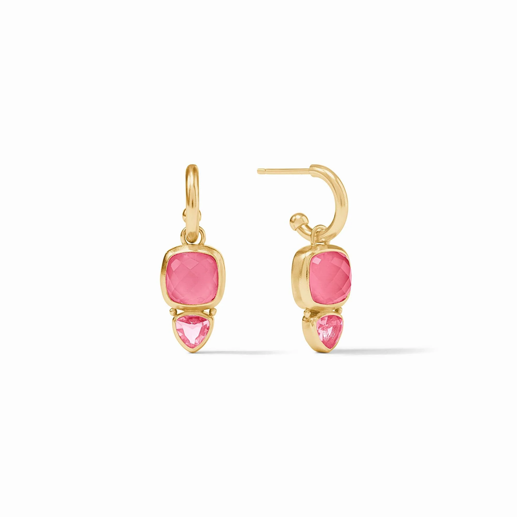Aquitaine Duo Hoop & Charm Earring in Iridescent Peony Pink by Julie Vos