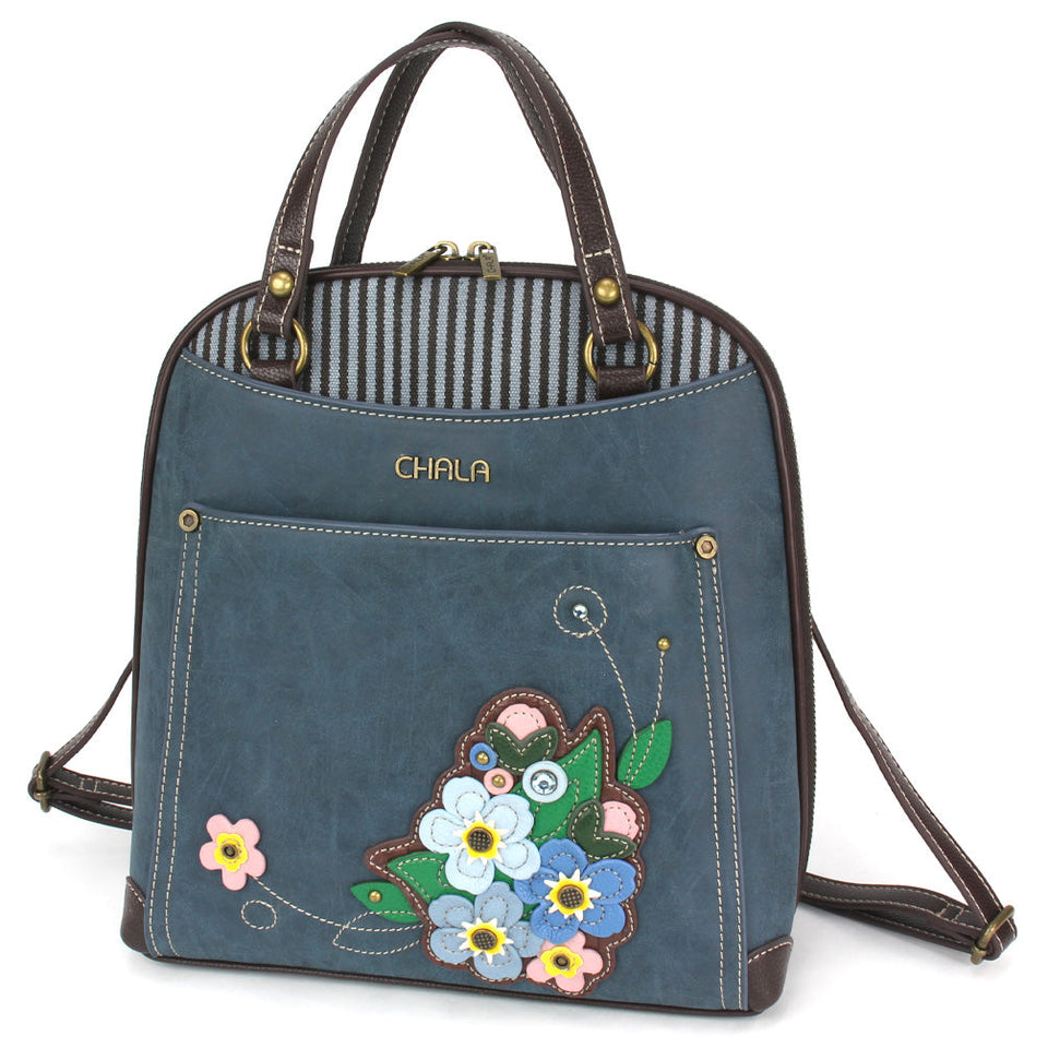 Forget Me Not Convertible Backpack Purse in Blue by Chala