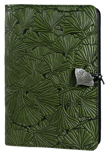 Large Leather Journal - Ginkgo in Fern