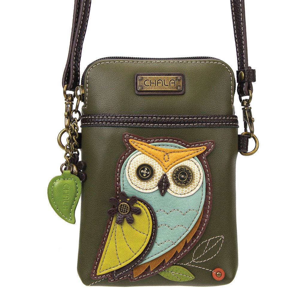 Owl A Cellphone Crossbody in Olive by Chala