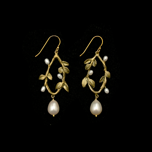 Victorian Vine Oval Wire Earrings by Michael Michaud