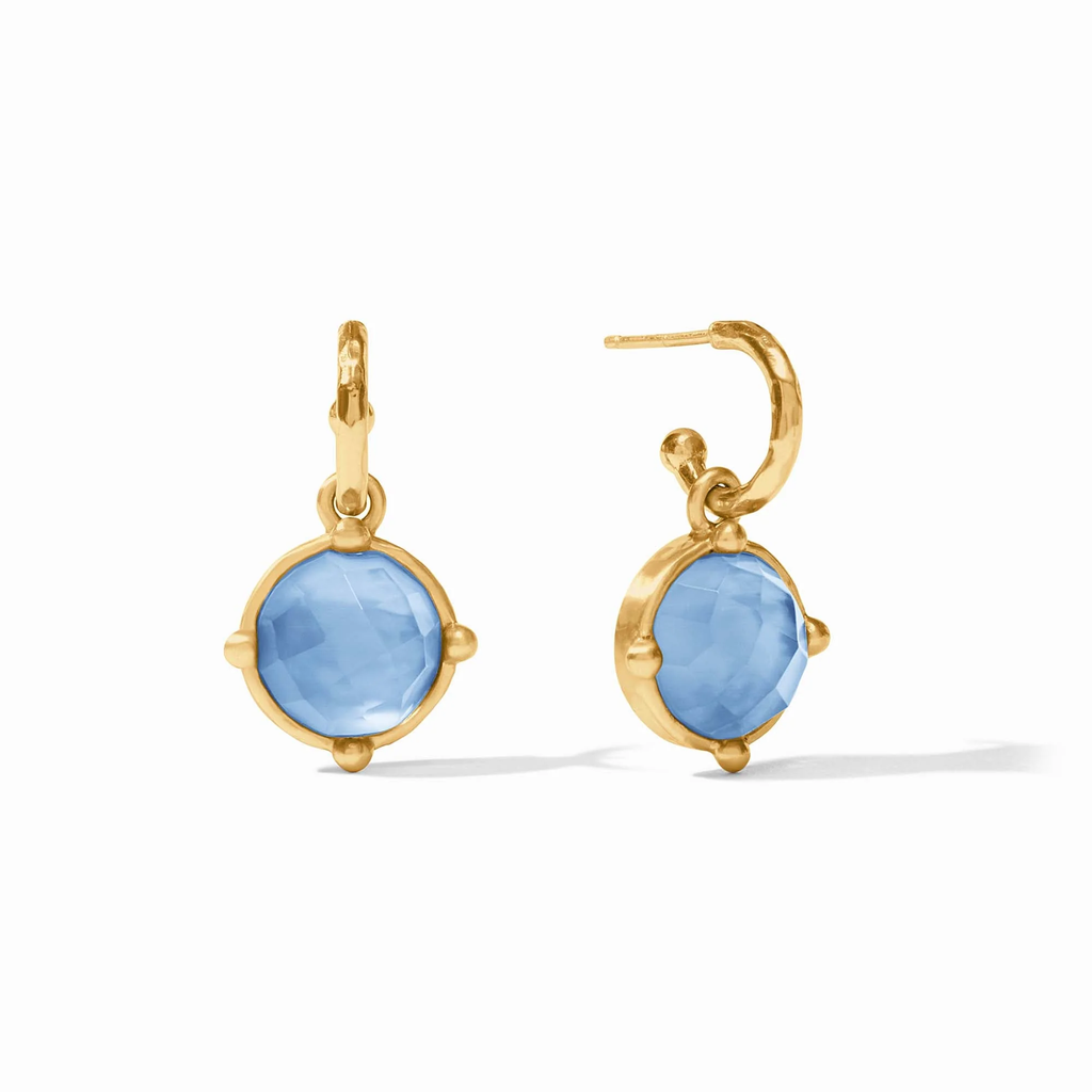 Honeybee Iridescent Chalcedony Blue Hoop & Charm Earrings by Julie Vos