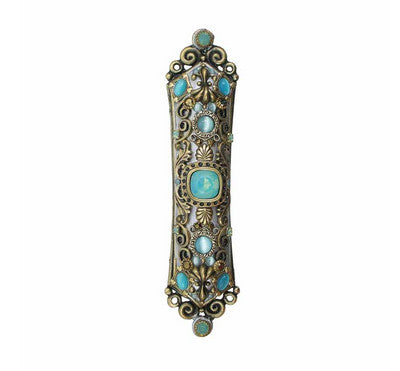 Pacific Opal Crystal Flat Scroll Mezuzah
