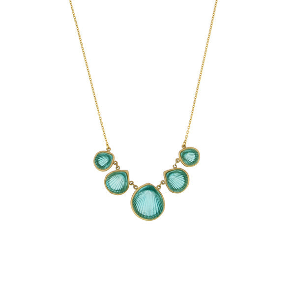 Teal Shell 16 Inch Adjustable Necklace by Michael Michaud