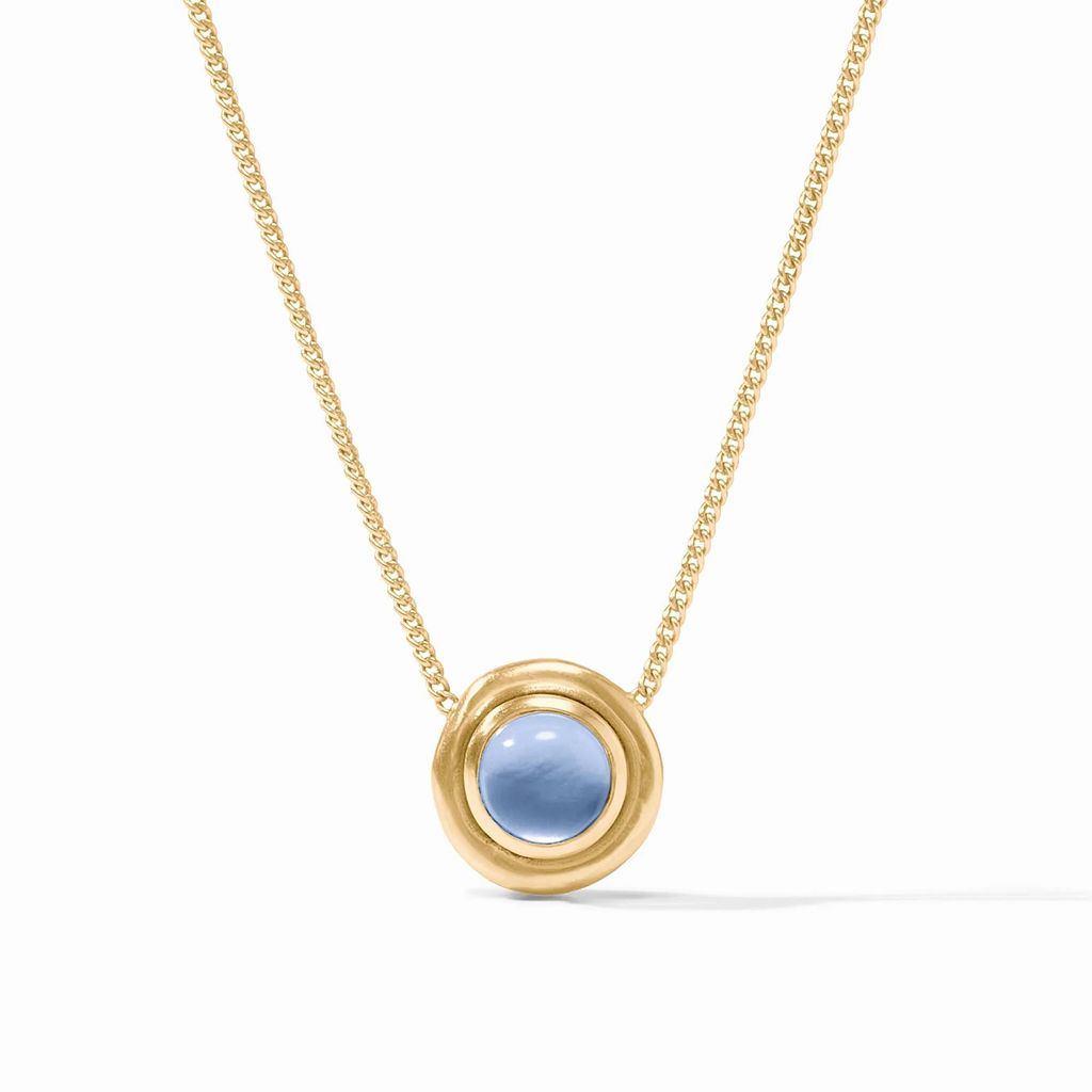 Wave Stone Delicate Necklace in Iridescent Chalcedony Blue by Julie Vos