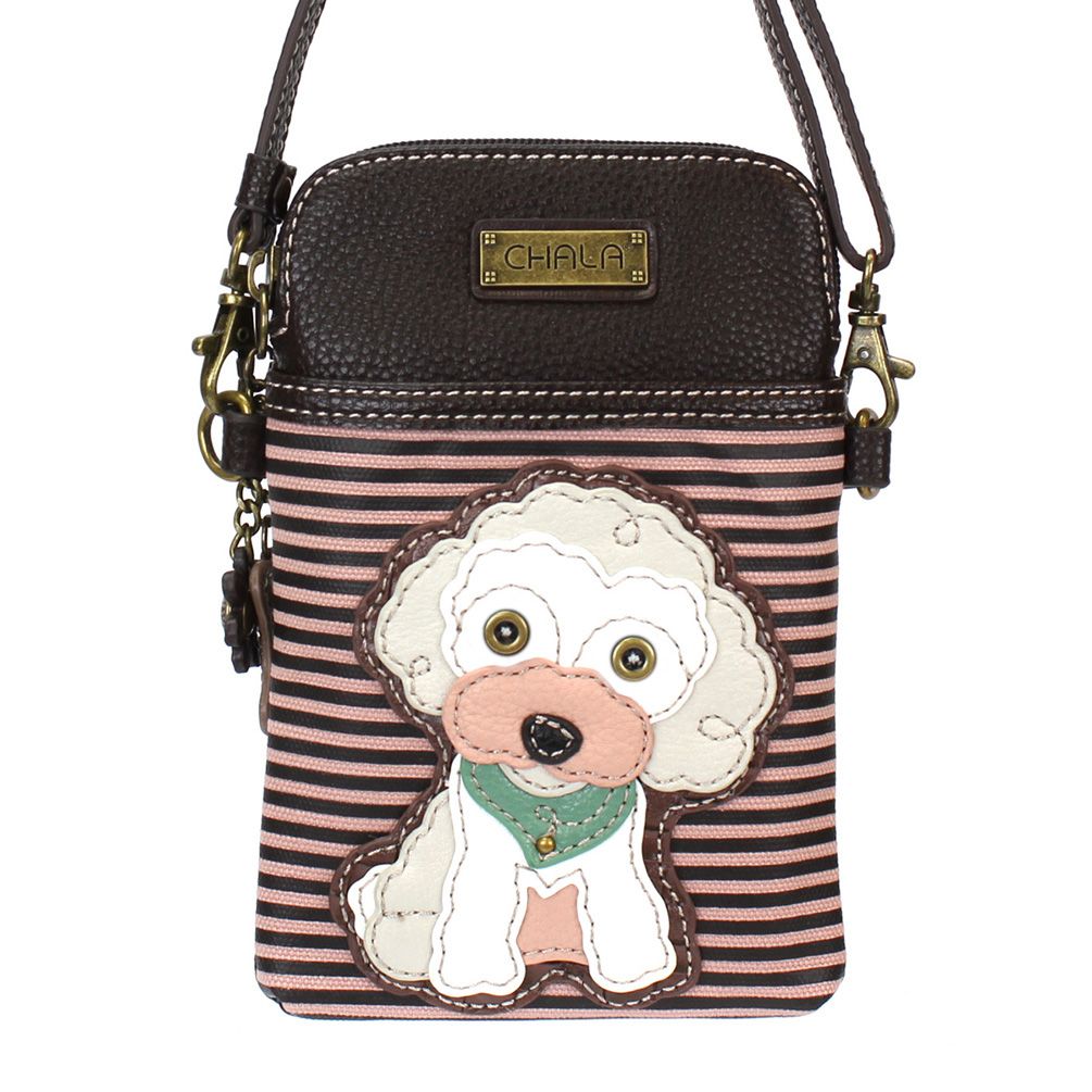 Poodle Cellphone Crossbody in Burgundy Stripe by Chala