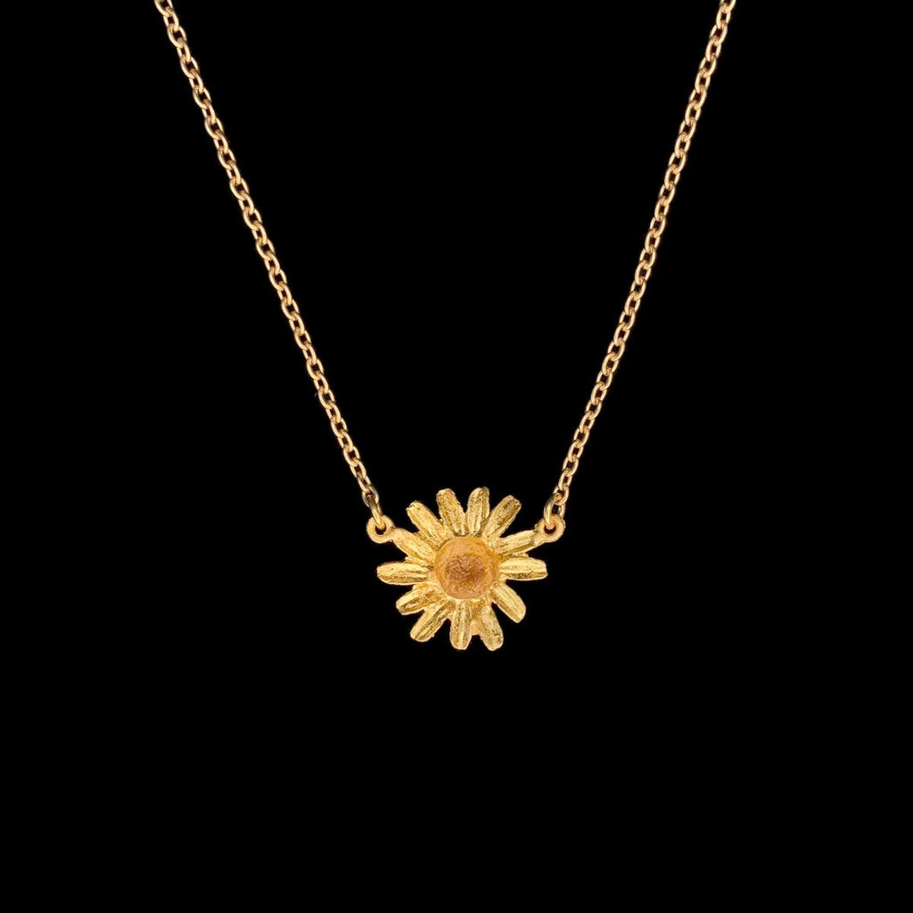 Golden Daisy 16 Inch Adjustable Single Flower Pendant Necklace by Michael Michaud