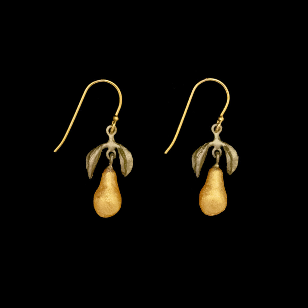 Golden Pear Wire Earrings by Michael Michaud