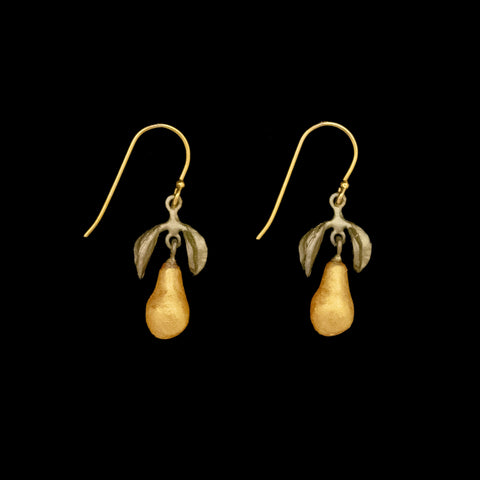 Golden Pear Wire Earrings by Michael Michaud