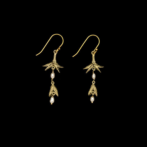 Burning Bush Pod Dangle Wire Earrings by Michael Michaud