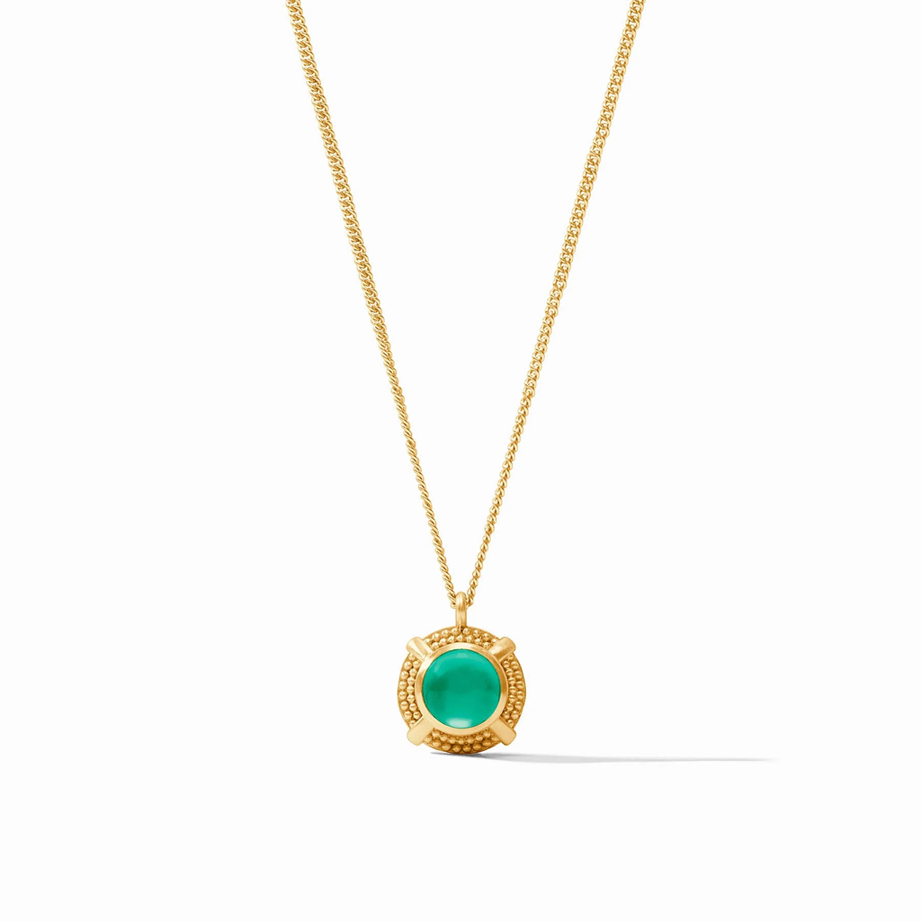 Cabochon Solitaire Necklace in Iridescent Emerald Green by Julie Vos
