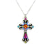 Multi Color Mosaic Cross Necklace by Firefly Jewelry