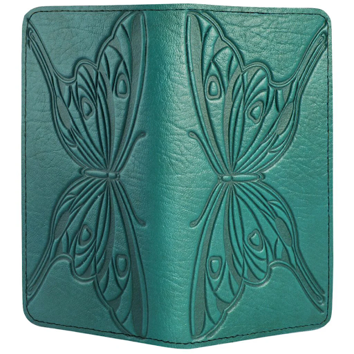 Butterfly Leather Checkbook in Teal