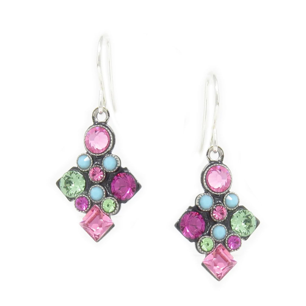 Rose Architectural Long Diamond Earrings by Firefly Jewelry