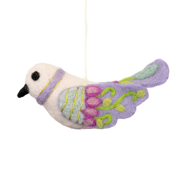 Bella Bird in Purple Wool Ornament