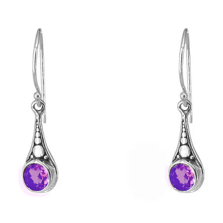 Sterling Silver Dangle Earrings with Amethyst