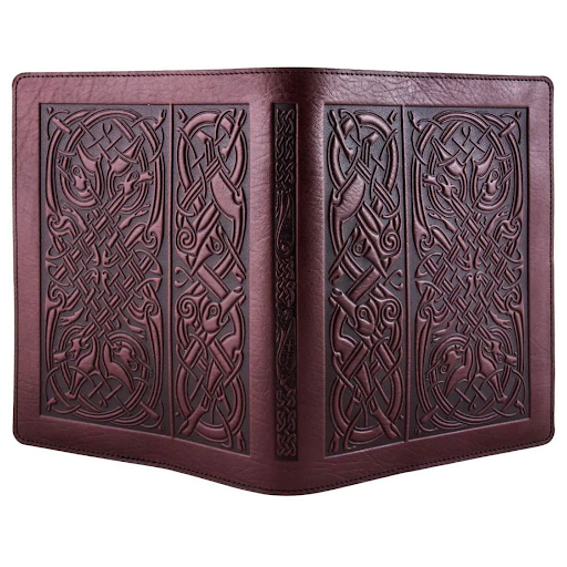 Celtic Hounds Leather Composition Notebook in Wine