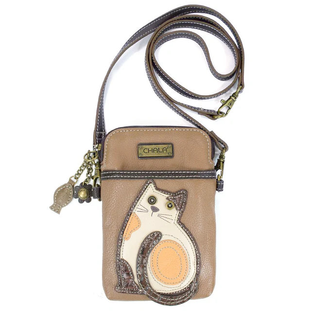LaZzy Cat Cellphone Crossbody in Brown