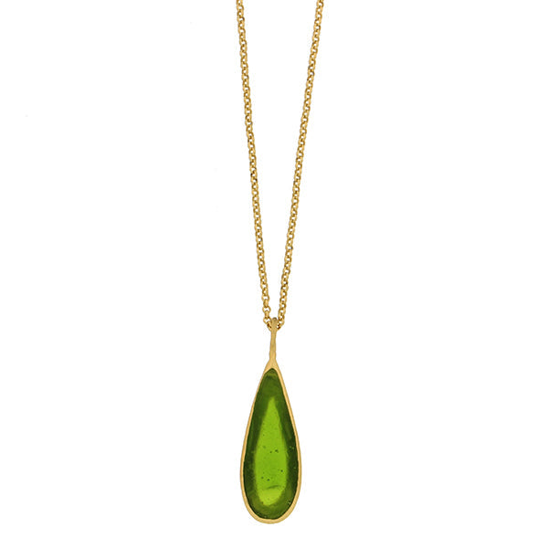 Green Tear Drop Bubbles 16 Inch Adjustable Pendant Necklace by Michael Michaud